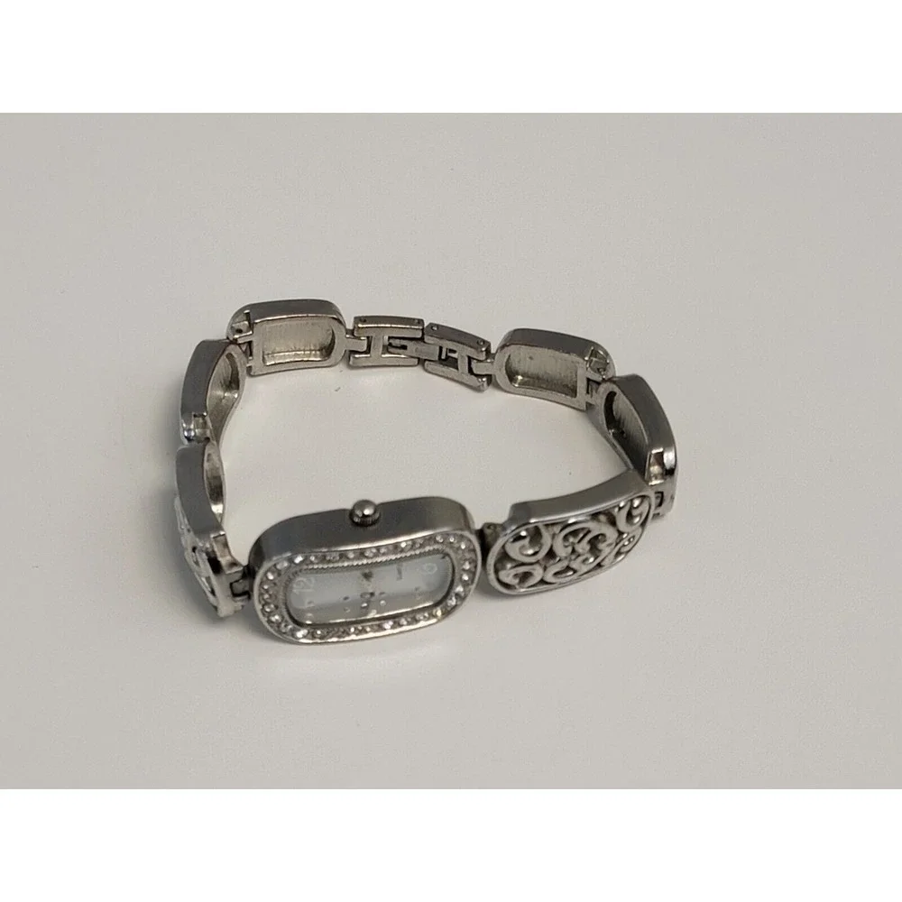 Allude Ladies Gemmed Quartz Watch 22mm Oval Silver‎ Tone Metal Heart Link